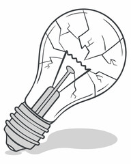 Broken Light Bulb Illustration of a Shattered Idea