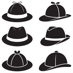 detective hat Line Art Illustrations , Collection of detective  Hat Silhouettes