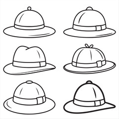 detective hat Line Art Illustrations , Collection of detective  Hat Silhouettes