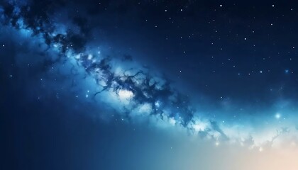 Obraz premium Ethereal cosmic cloud of the Milky Way galaxy illuminating the vast and starry universe with a beautiful blue glow