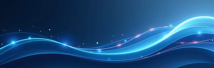 Fototapeten dark navy blue white hues blend abstract ombre background wave patterns neon lights dynamic © fotoluigi868