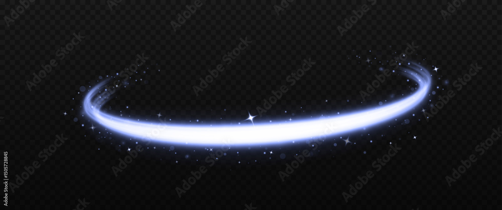 Wall mural glowing motion lines with a sparkling round flow effect. magical particles create a cosmic trail, is