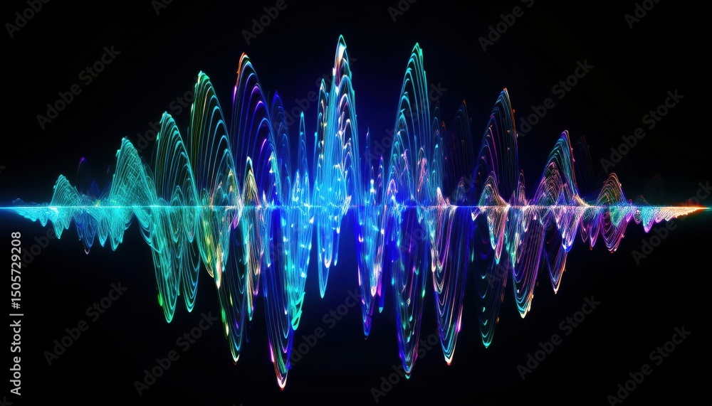 Aufkleber vibrant electromagnetic light waves in circular motion for digital artwork, sci-fi branding, abstrac