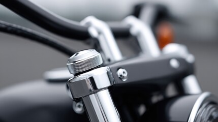 Obraz premium close-up of sleek motorcycle handlebars with minimalist design