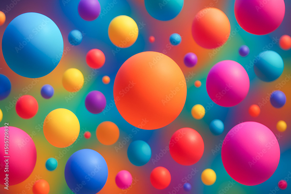 Poster a vibrant and colorful abstract background featuring a variety of circles in different sizes and sha