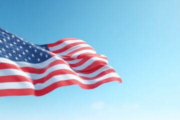 Obraz premium illustrated american flag waving gracefully with clean lines capturing spirit of independence day