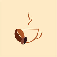 A coffee cup with bean, Vector coffee cup design. 