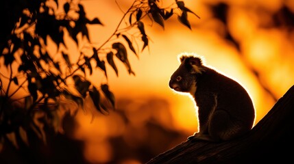 Silhouette of Koala at Sunset Glow
