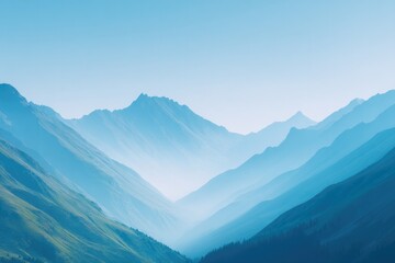 Obraz premium serene mountain landscape with distant blurred figures in background