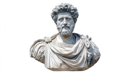 Bust of roman emperor in marble, classical proportions, detailed carving, isolated on white background --chaos 20