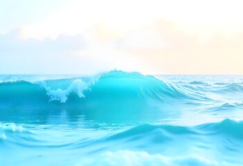 Naklejka premium Peaceful sea wave rolling under warm morning light with soft gradient sky high resolution photo