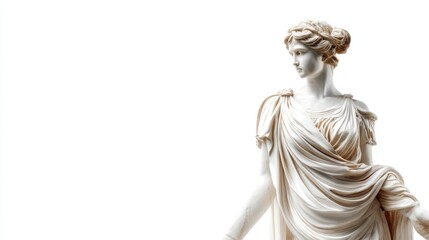 Ancient greek marble statue of a woman standing gracefully, isolated on white background --chaos 20