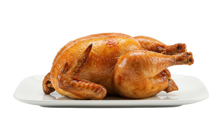 Isolated Roasted Chicken on a Plate