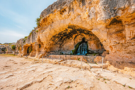 Greek theatre at Archaeological Park of Syracuse Sicily in the Neapolis archaeological park, Italy