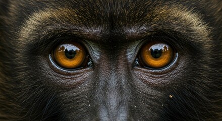 Golden Eyes of a Black Monkey Intense Gaze Wild Nature