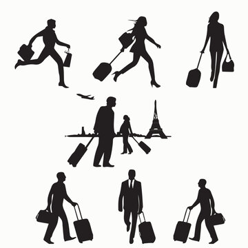 silhouettes of women with bags