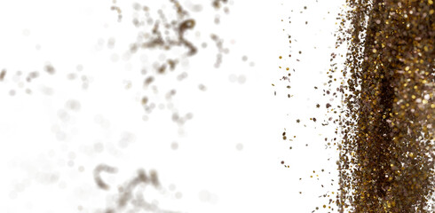 Abstract background with gold glitter and confetti. Festive, celebratory image perfect for holidays.