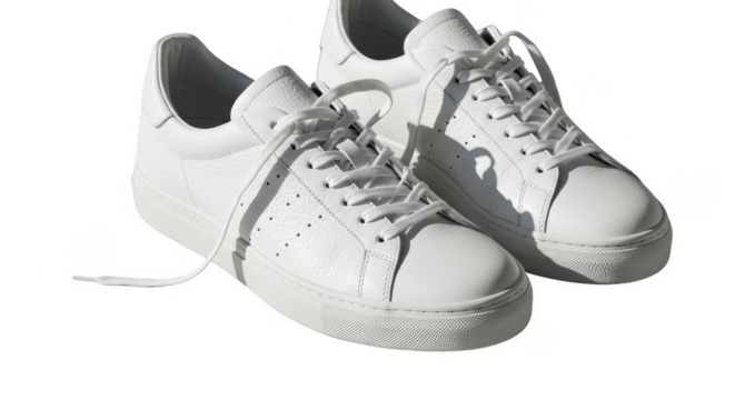 Isolated White Sneakers Pair on Transparent Background Photo