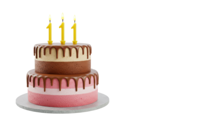 Isolated Two-Tiered Birthday Cake