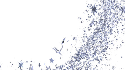 Sparkling silver stars burst across a white background. Perfect for holidays, celebrations, and more!