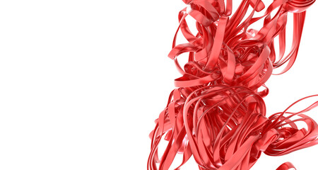 High-resolution image of abstract red metallic ribbons swirling, perfect for modern designs.