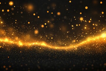 Fototapeta premium Golden shimmering particles on dark background