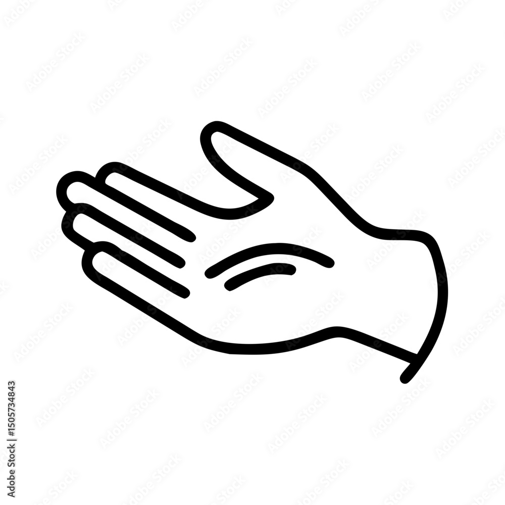 Poster hand palm facing up in simple line drawing style