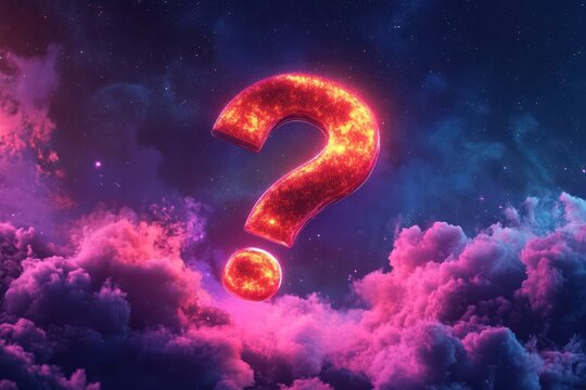 Digital 3D Question Mark in Starry Night