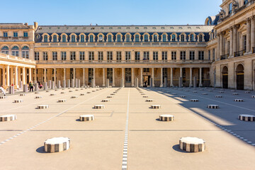 Courtyard of Palais Royal palace in center of Paris, France