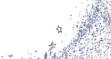 Sparkling silver stars burst on white. Perfect for festive designs, celebrations, and more.