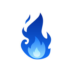 Gas flame icon blue fire pictogram, Blue fire logo design illustration vector isolated on white background