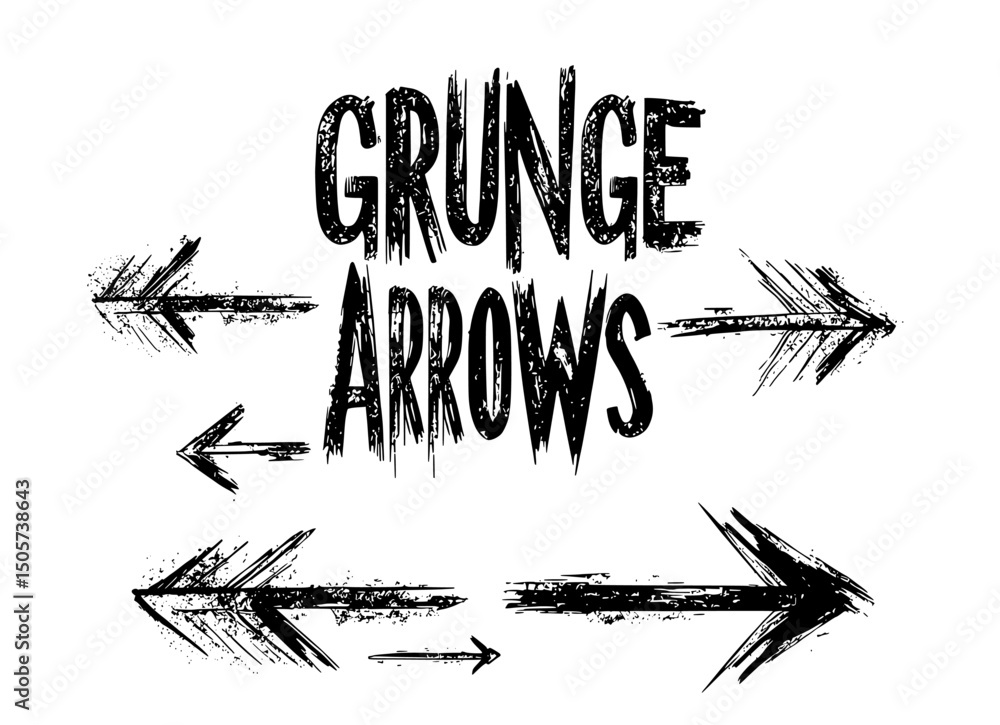 Poster a collection of unique grunge brush arrows and pointers, created by hand for use in design