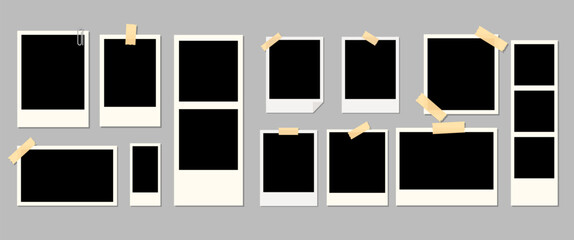 Isolated polaroid frame, Photo vector design collection, Image template, Scrapbook, Flat style photograph graphic lements for Decoration on White background, Editable