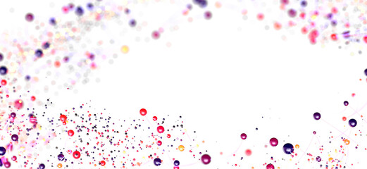Vibrant particles connect in a dynamic, abstract design. Perfect for tech, science, or design projects.
