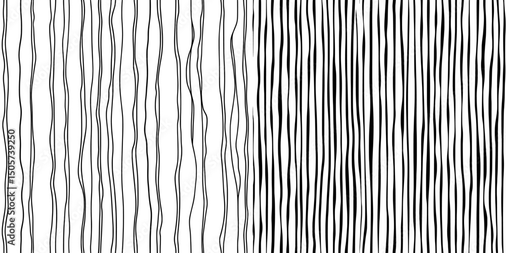 Poster a pen sketch of straight vertical parallel black lines set against a white background for use in gra