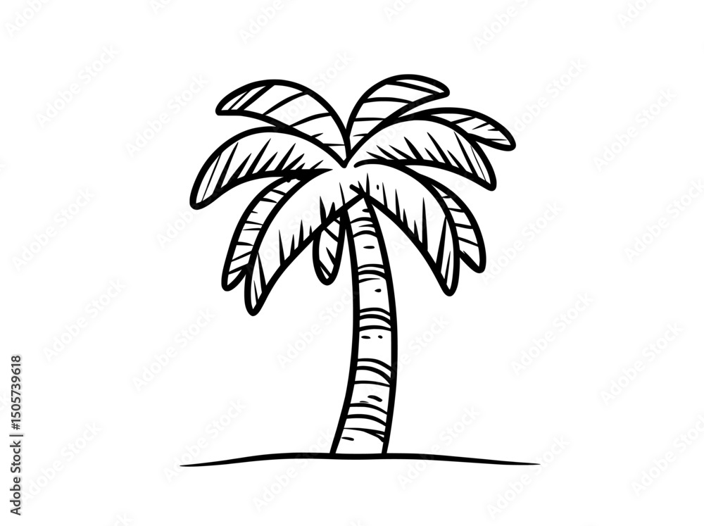 Poster the design features a simple and modern seamless pattern of a palm tree, drawn in a childish style u