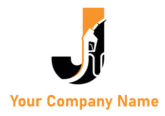 Initial J letter Logo Design vector Template. Abstract Letter J logo Design of a gas pump	