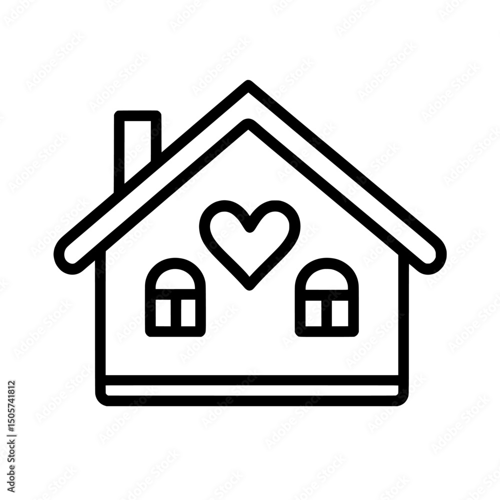 Poster the phrase 'home is where the heart is' is visually represented by a simple house outline with a hea