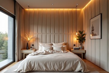 Fototapeta premium Cozy, Chic, and Peaceful: Modern Home Stylishly Soundproofed for Ultimate Quiet