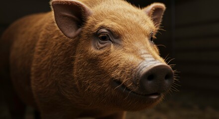 Majestic pig portrait stunning fur gentle eyes captivating gaze farm animal beauty