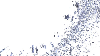 Sparkling silver stars burst across a white background. Perfect for celebrations!
