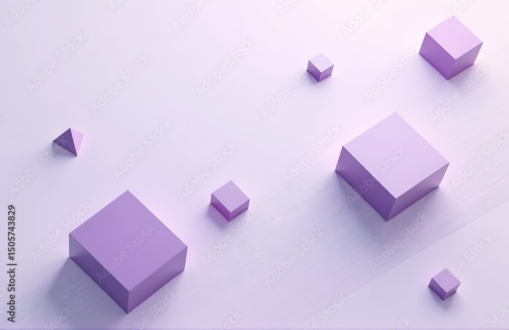 Poster geometric shapes triangles squares used gradient effect light lilac colored background lines