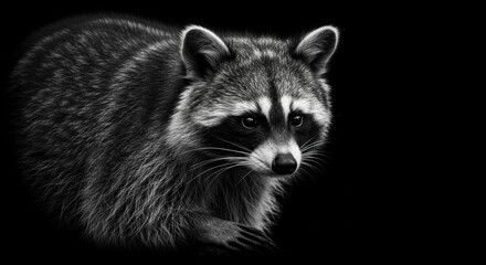 Majestic Raccoon Night Portrait Dark Fur Intense Gaze Wildlife Beauty