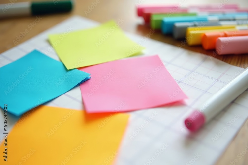 Poster using vibrant sticky notes and markers