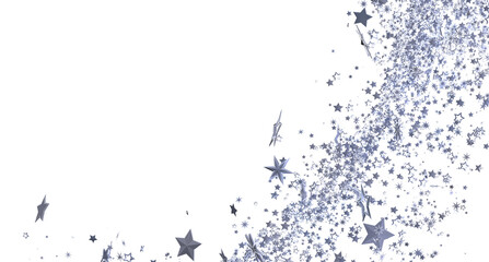 Sparkling silver stars on white. Perfect for holiday, celebration, or magical designs.