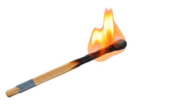 Isolated Burning Matchstick