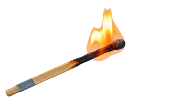 Isolated Burning Matchstick