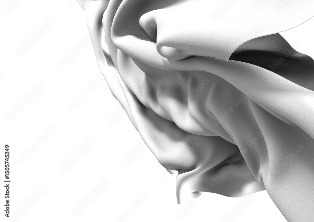 Poster Abstract background with white fabric texture in soft folds and curves. Perfect for design projects.