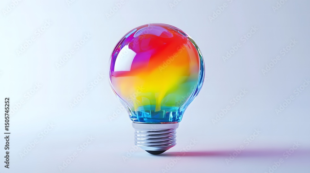 Poster dazzling colorful light bulb shining brightly against a soft background showcasing its unique vibran