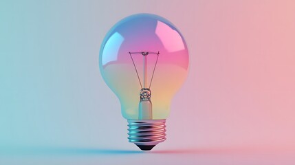 Fototapeta premium Vibrant light bulb illuminating against a striking pink and blue background creating a colorful visual experience